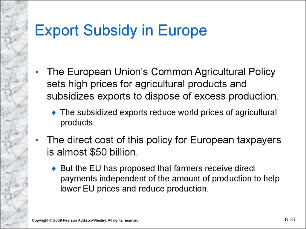 Export Subsidy in Europe