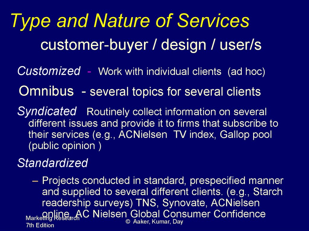 Type and Nature of Services customer-buyer / design / user/s