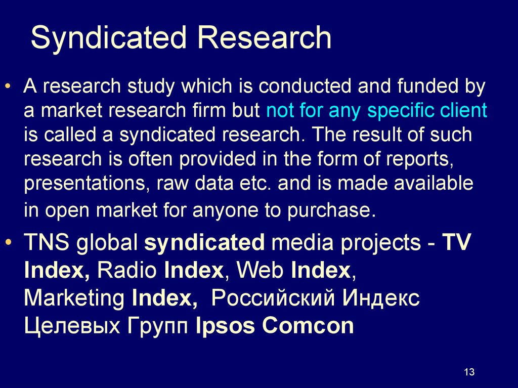 Syndicated Research