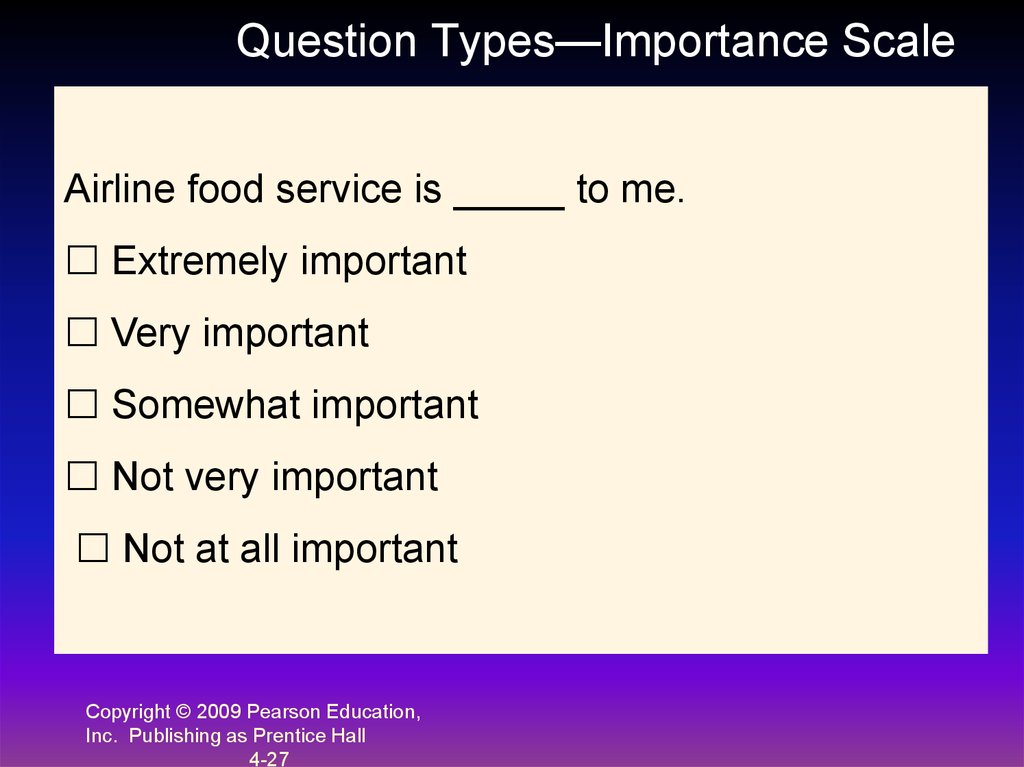 Question Types—Importance Scale