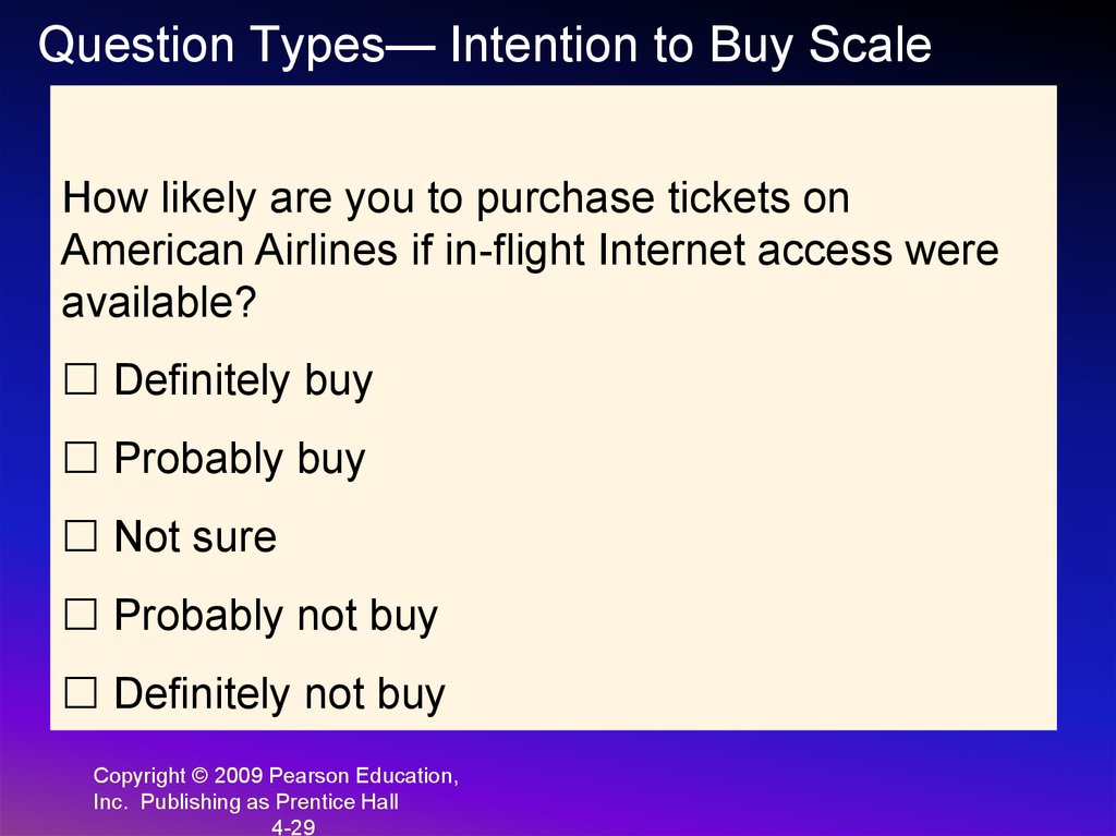 Question Types— Intention to Buy Scale