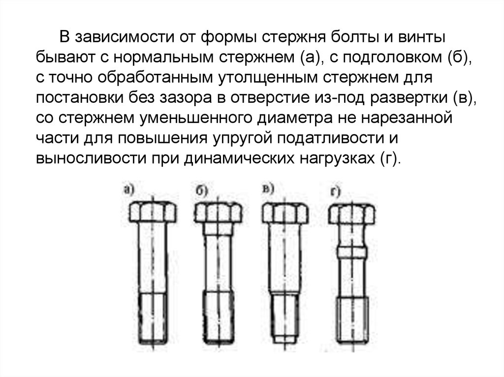 Виды стержней. Развертка болтовых соединений. Болт без зазора. Отверстия из под развертки. Стержень и отверстие в болтовом соединении.