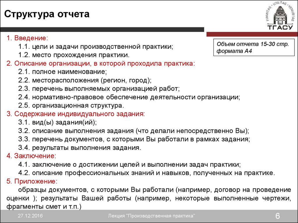 Структура практики