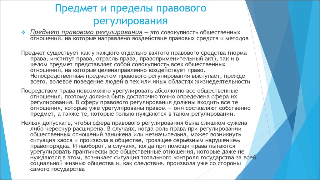 Предмет и метод правового регулирования общественных отношений