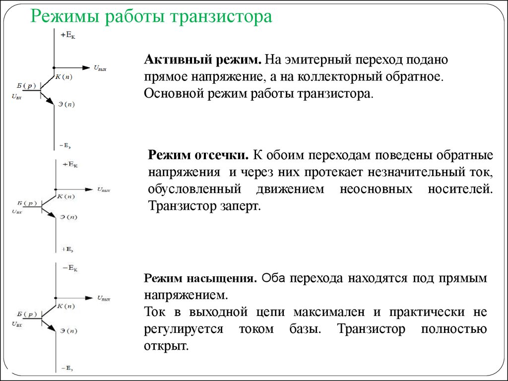 Активный режим. Транзистор в режиме отсечки схема. Транзистор в режиме насыщения схема. Режимы биполярного транзистора. Режимы работы биполярного транзистора.