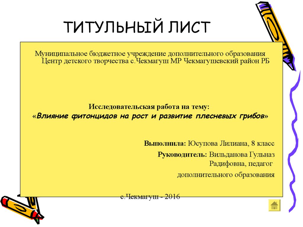 Научно исследовательская работа образец