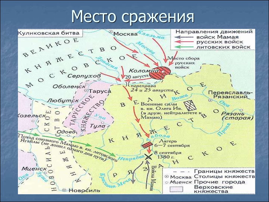 Какие битвы происходили в россии. Место Куликовской битвы на карте.
