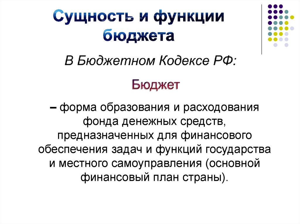 Функции бюджета схема