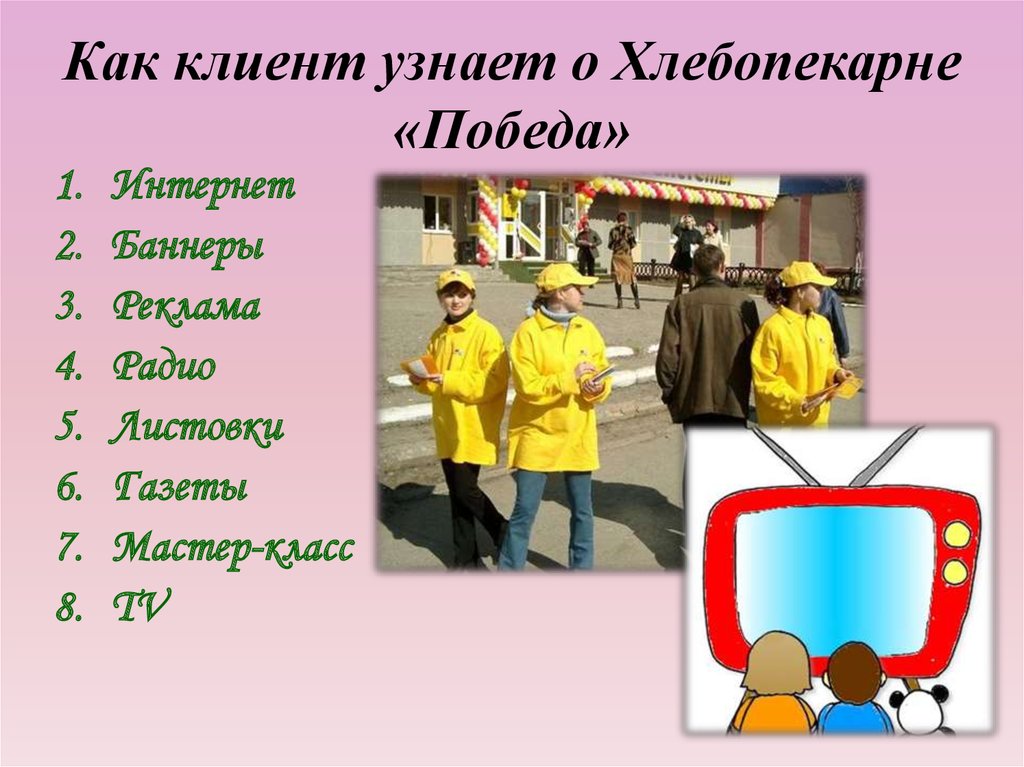 Как клиент узнает о Хлебопекарне «Победа»