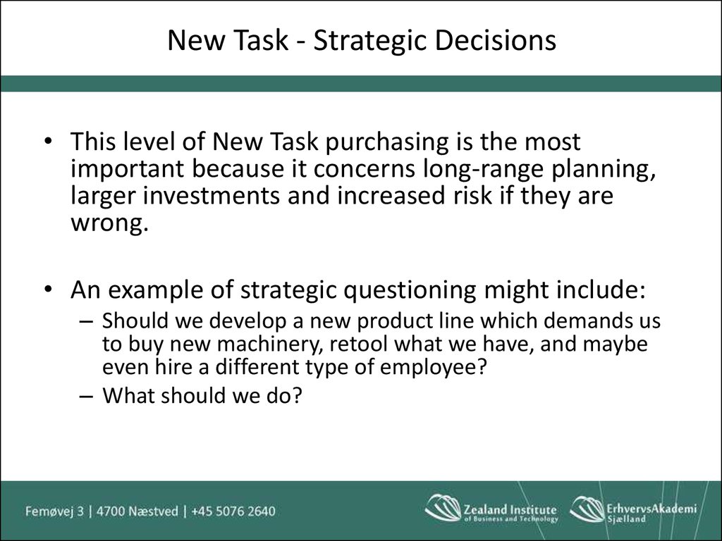 New Task - Strategic Decisions