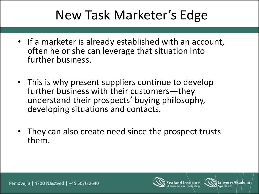 New Task Marketer’s Edge