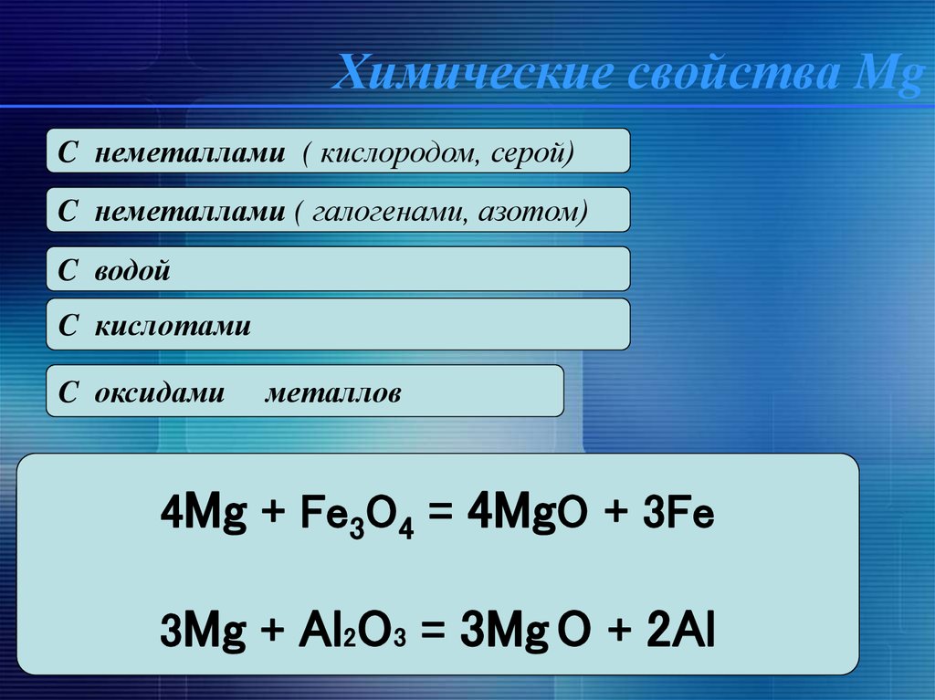 Свойства атомов элементов магния