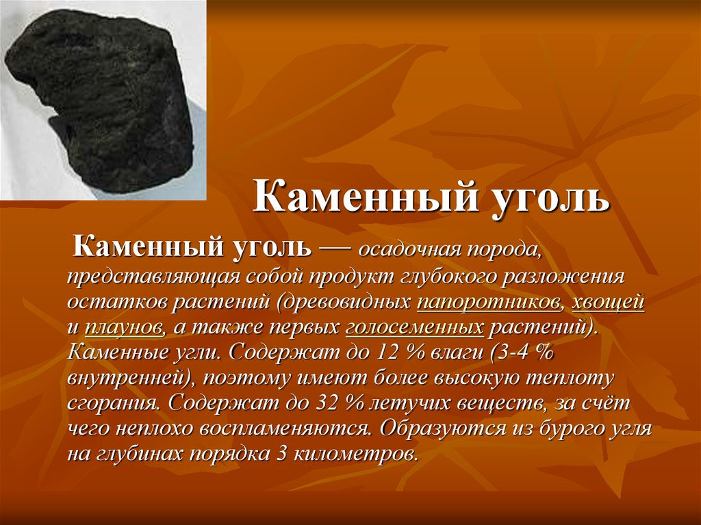 Сообщение про каменный уголь