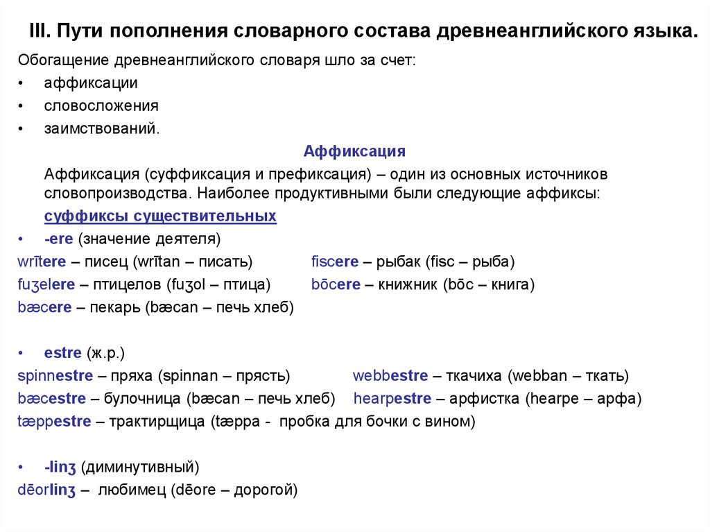 Пути развития словарного состава языка