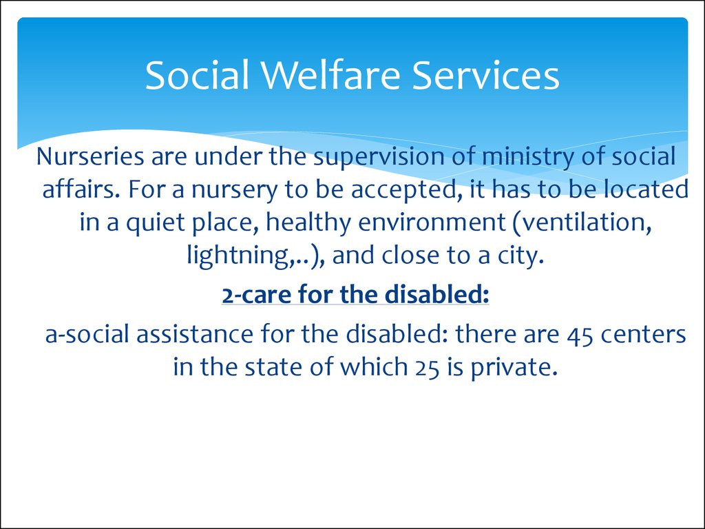 Social Welfare Services