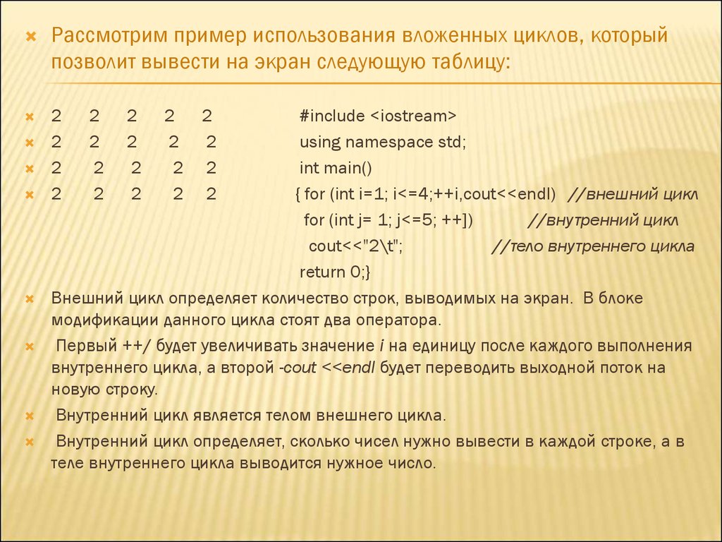 Циклы внутреннего времени. Примеры вложенных циклов. Вложенные циклы в си. Вложенный цикл пример. Вложенные циклы с++.