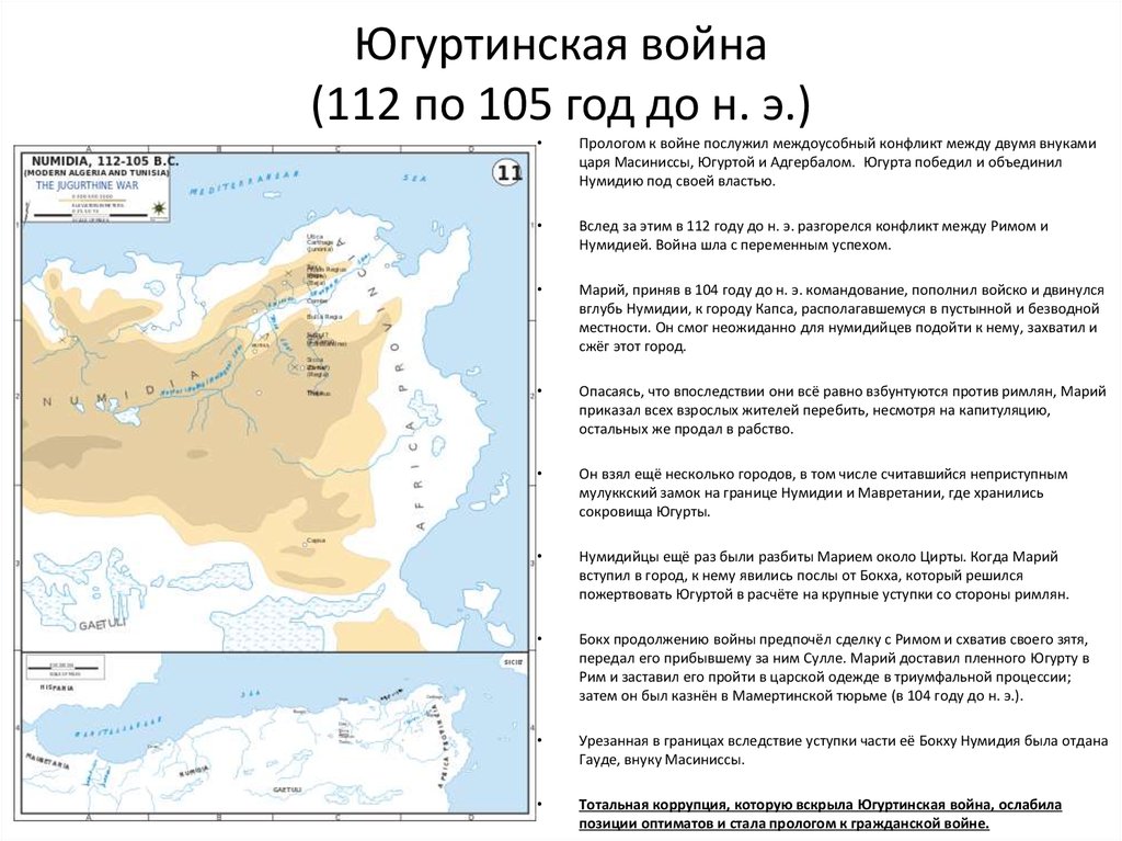 Югуртинская война карта