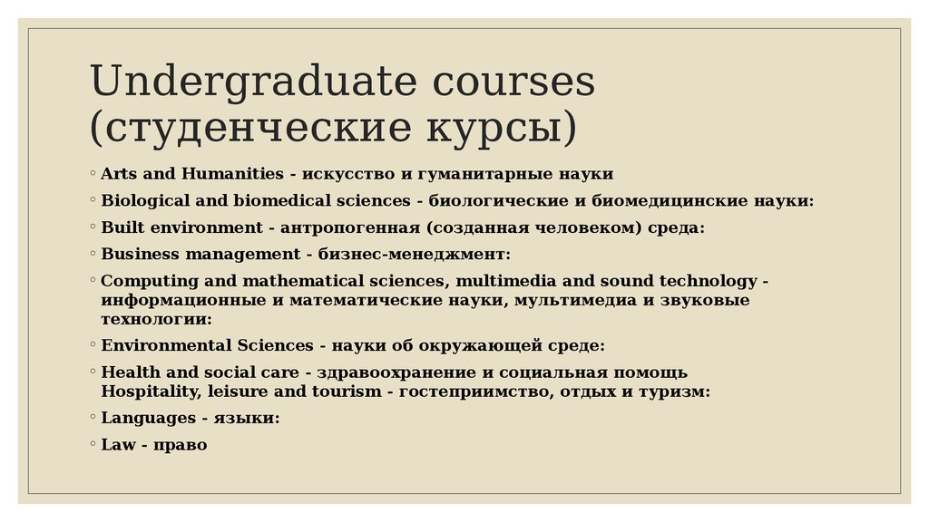 Undergraduate course