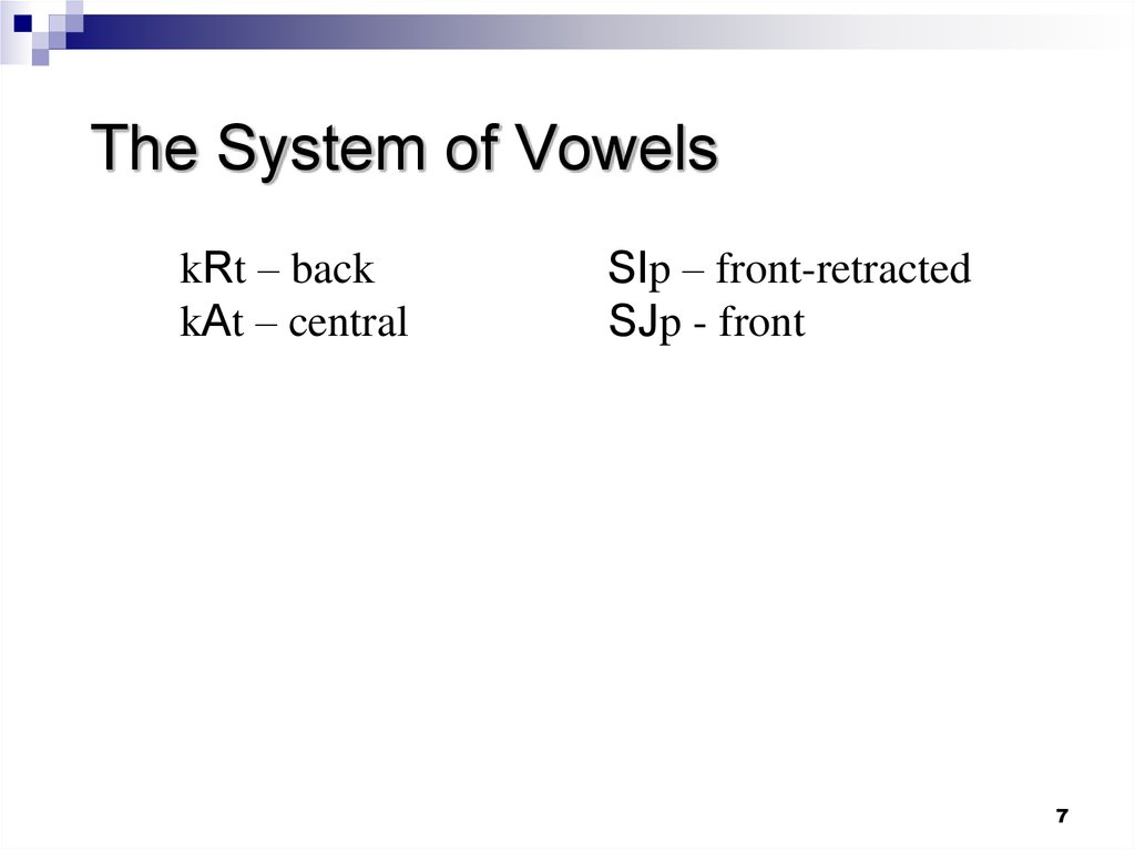 The System of Vowels