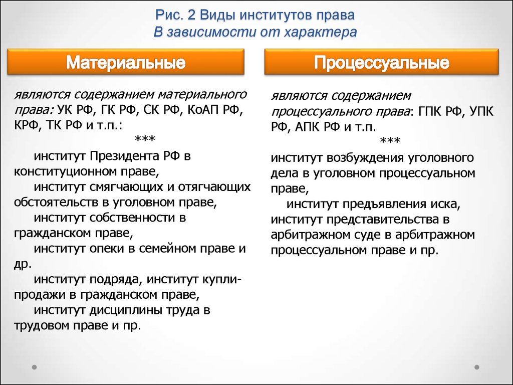 Институт тгп. Процессуальное право институты.