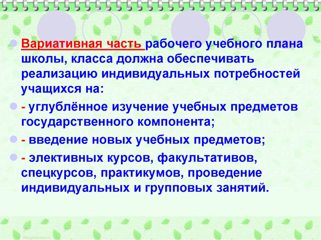 Что такое вариативная часть учебного плана