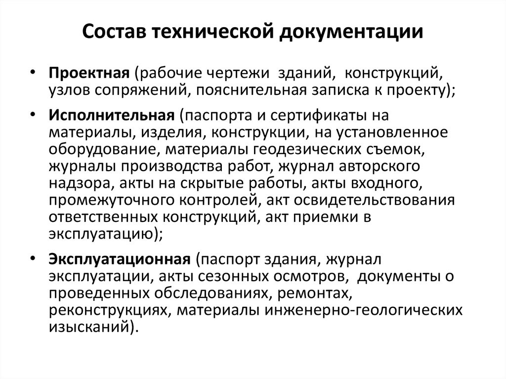 Состав документации