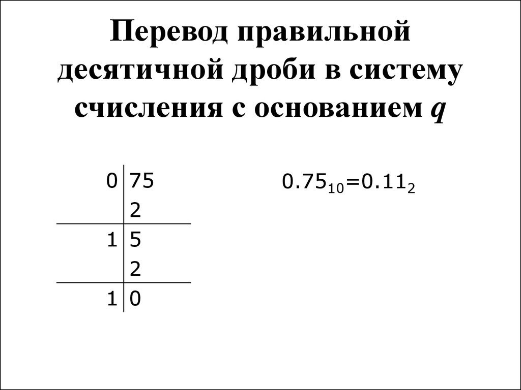 Перевод правильной десятичной