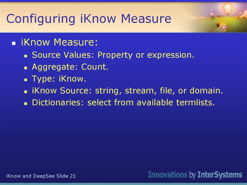 Configuring iKnow Measure