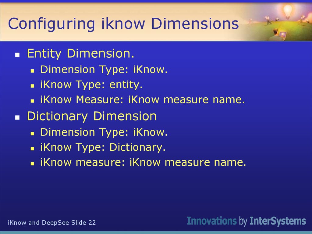 Configuring iknow Dimensions