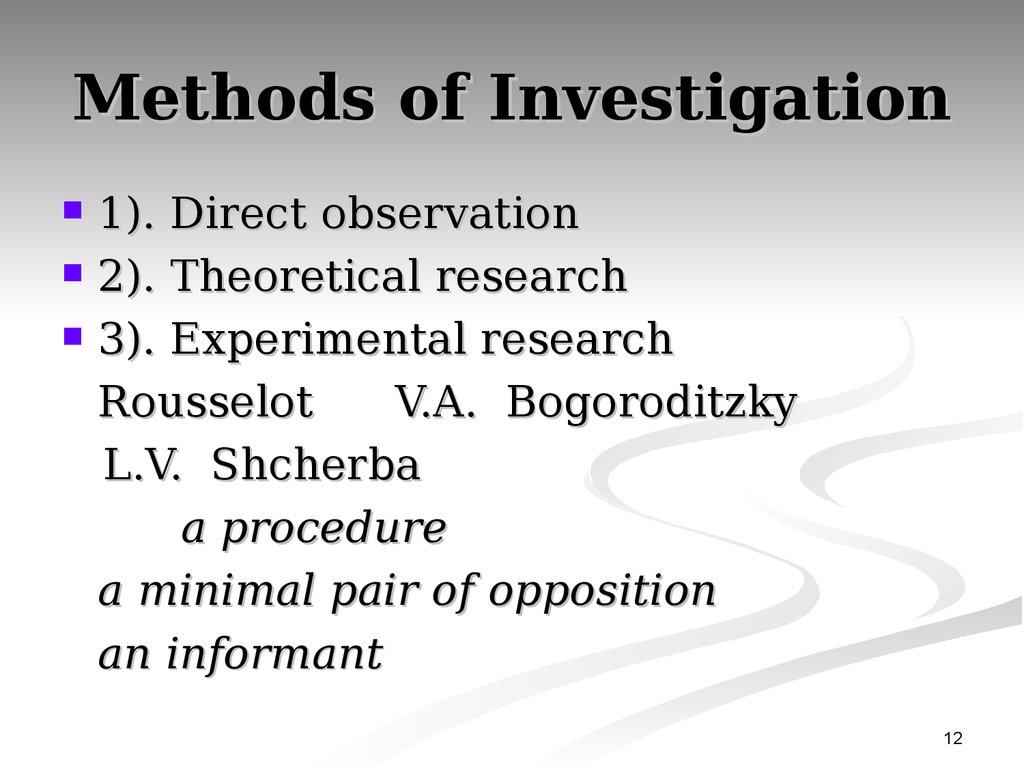 Investigation method. Methods of Phonetic кратко. Methods of Phonetic investigation. Ppt outline. Outline in presentation.