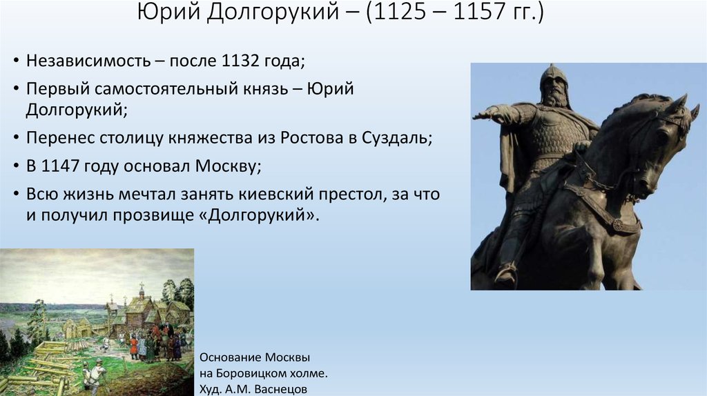 Захват киева долгоруким. Правление Юрия Долгорукого 1125-1157.