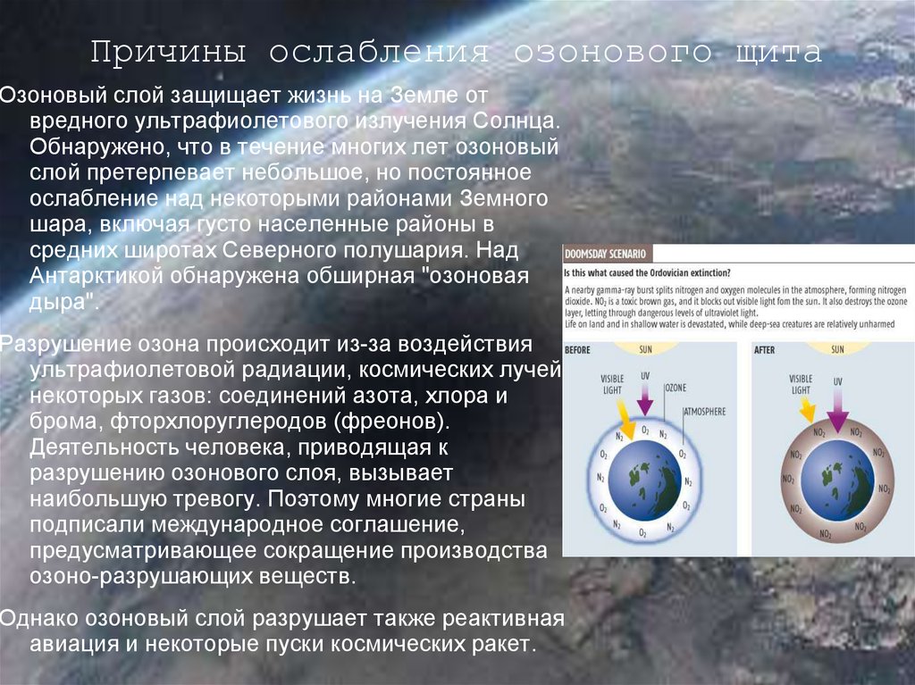 Разрушение озонового слоя презентация по биологии