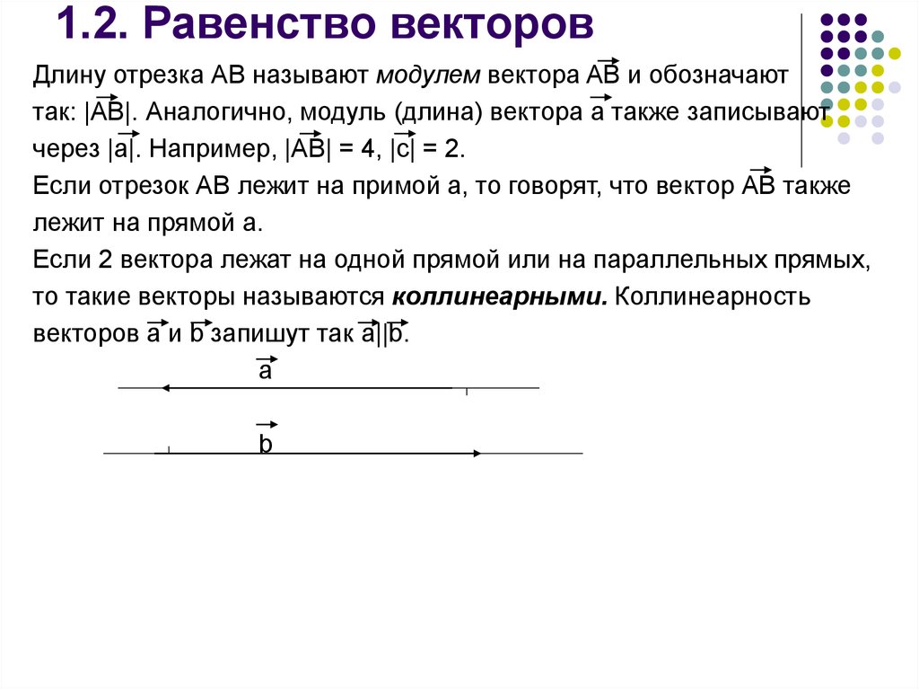 Равенство векторов