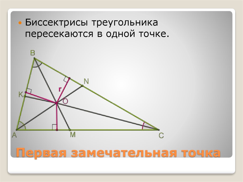 Угол между биссектрисой и медианой треугольника