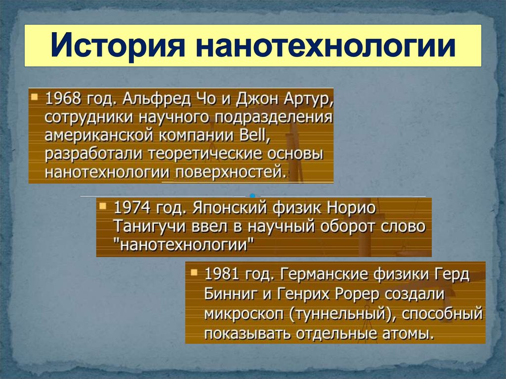 История нанотехнологий. История возникновения нанотехнологий. История нанотехнологий кратко.