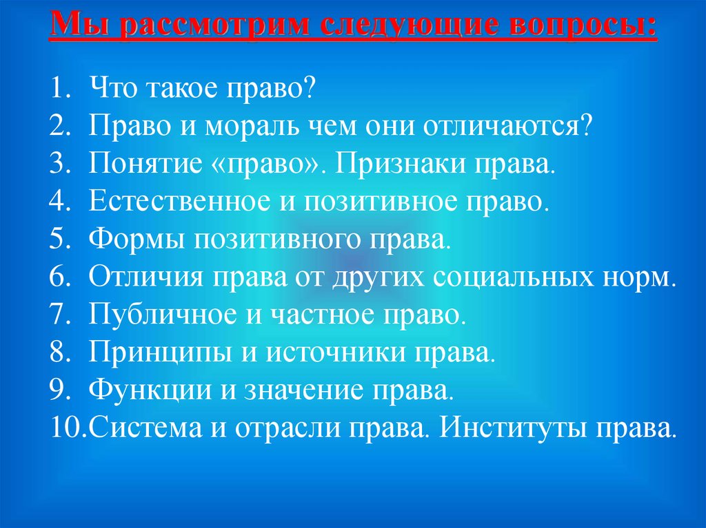 Развернутый план право в системе социальных норм