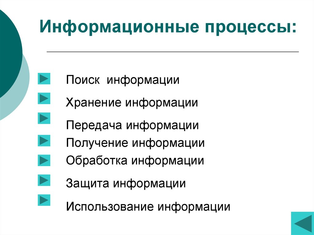 Информационные процессы в информатике