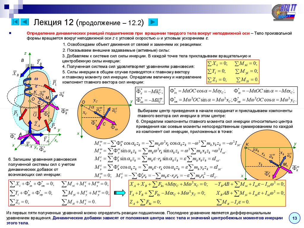 Момент силы инерции. Динамические реакции теоретическая механика. Динамические реакции подшипников термех. Динамические реакции опор термех. Реакции подшипников теоретическая механика.