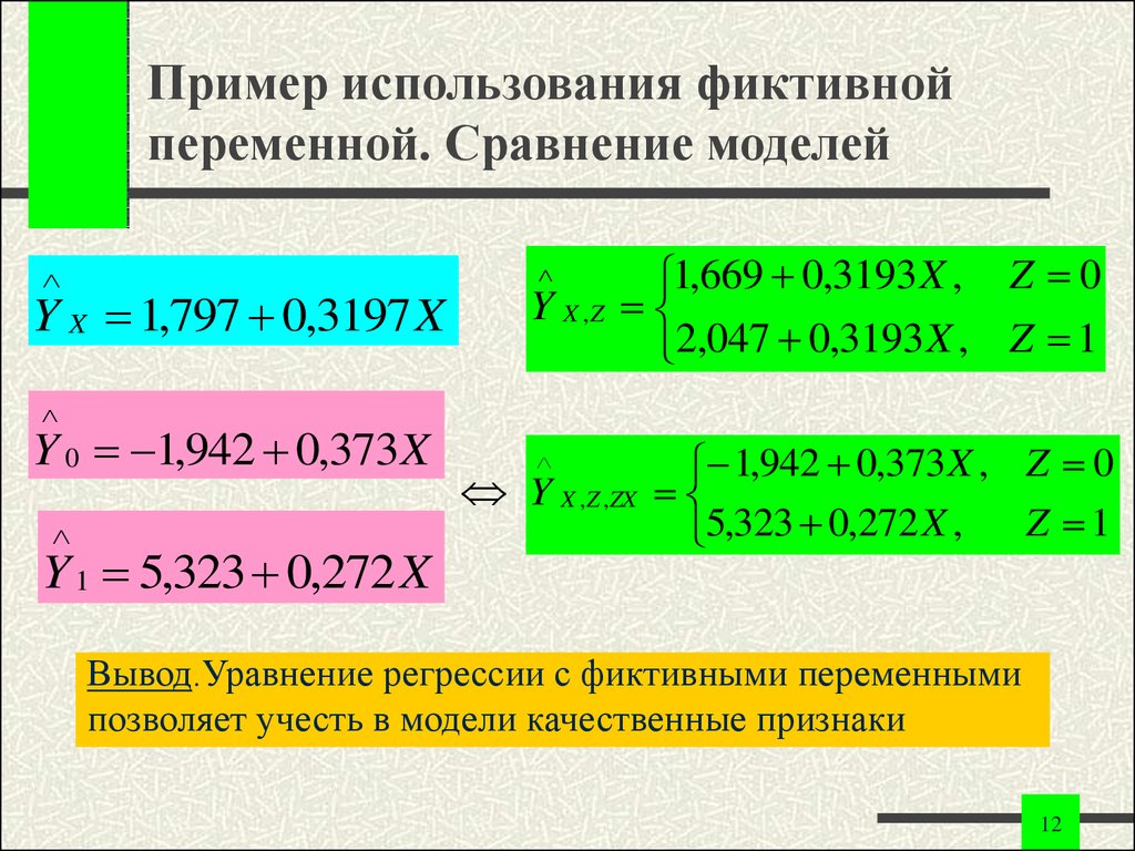 Фиктивные переменные регрессия