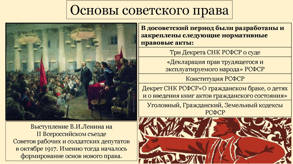 Реферат: Возникновение основ советского права
