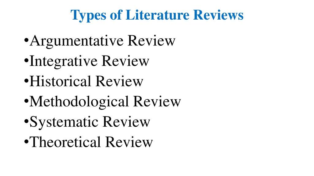 Types Of Literature Reviews Online Presentation