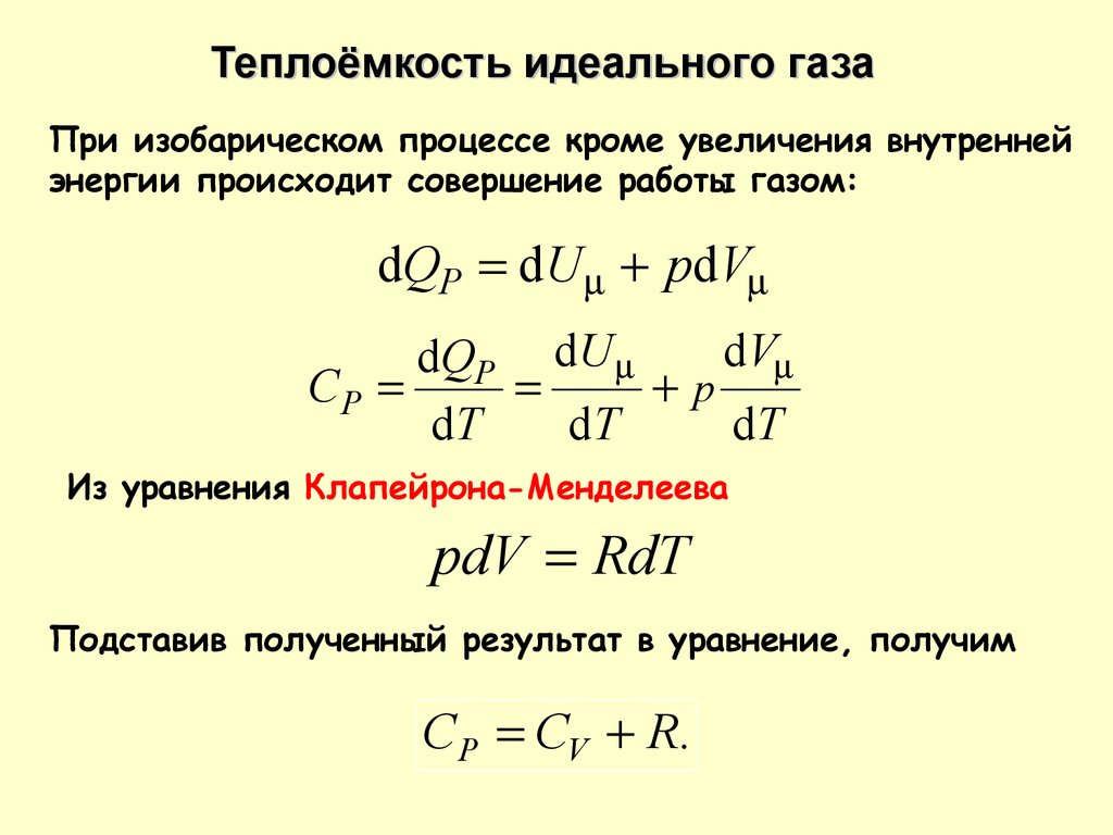 Работа изобарического расширения