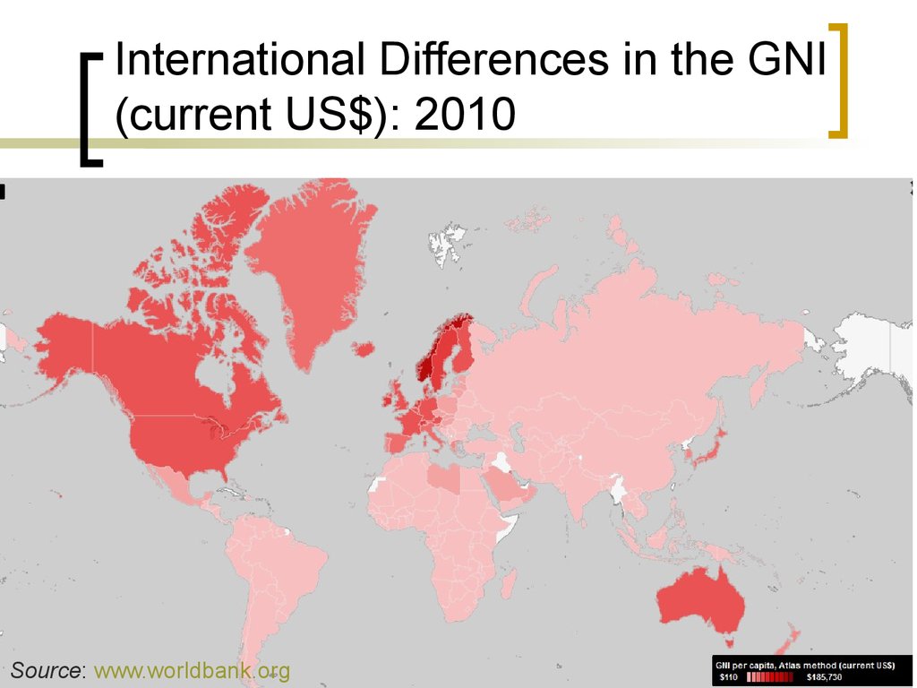 International Differences in the GNI (current US$): 2010