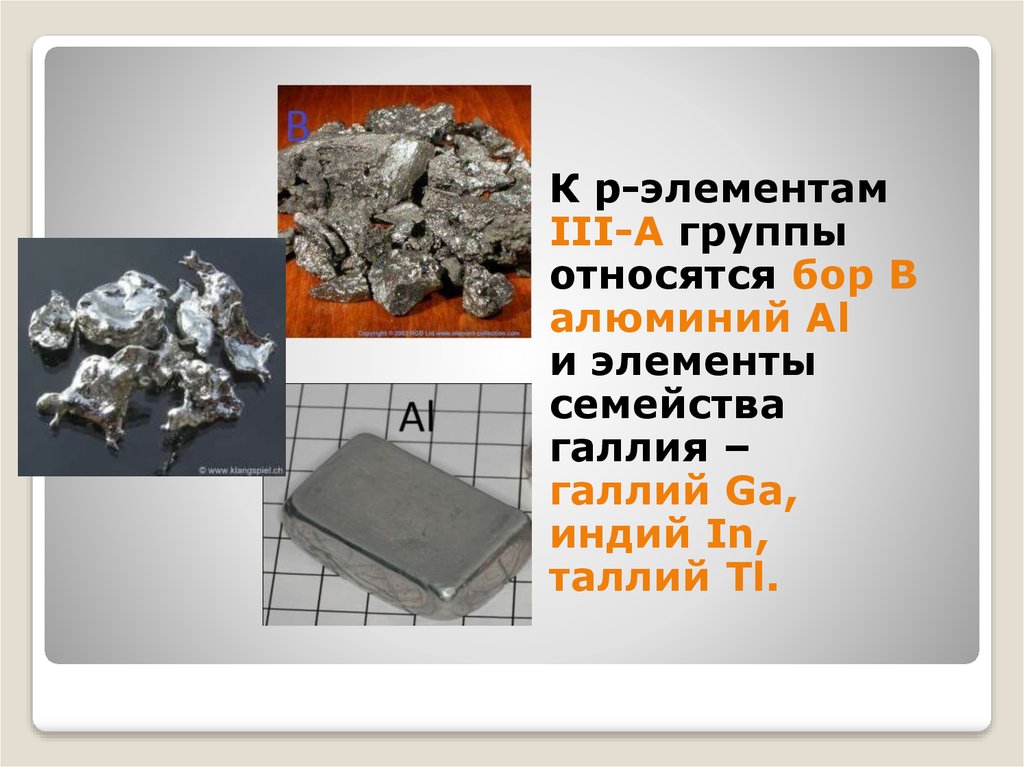 Группа бора элементы. Алюминий химический элемент. Семейство алюминия. Металлический таллий. Бор алюминий Галлий индий таллий.