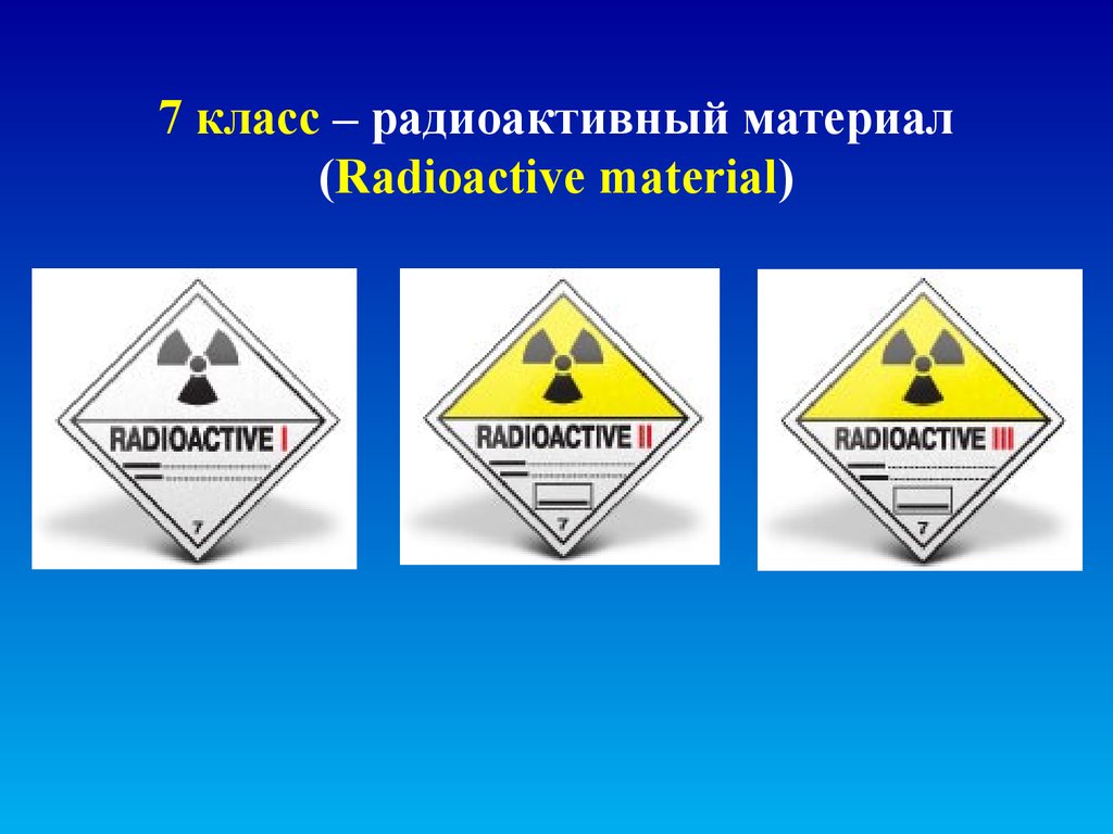Типы радиоактивных веществ. Знаки опасности радиоактивных материалов. Класс 7 радиоактивные материалы. 7 Класс опасных грузов. Радиоактивные материалы класс опасности.