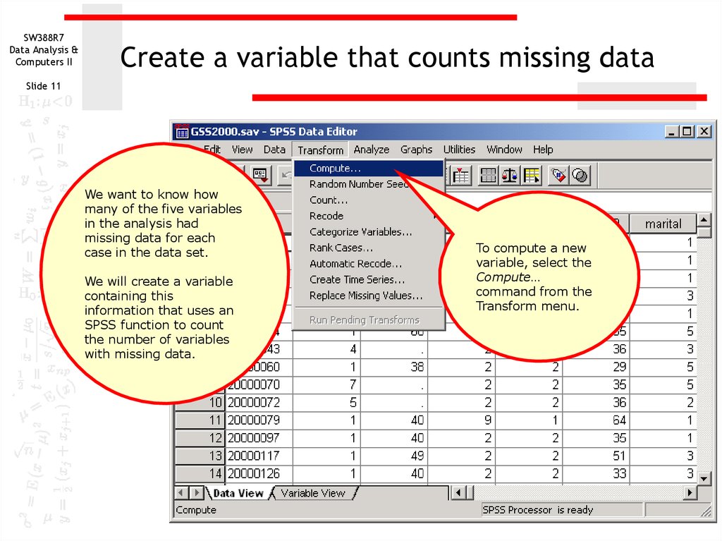 Create a variable that counts missing data