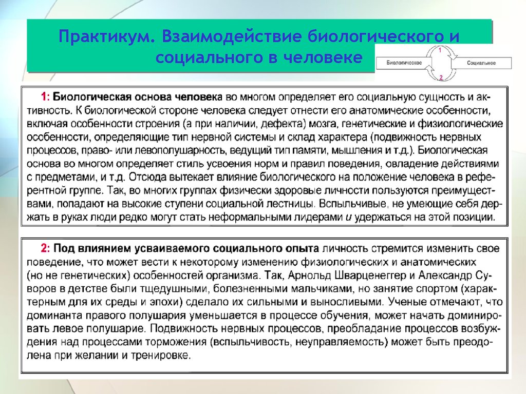 Биологическое и социальное. Соотношение биологического и социального в личности. Взаимосвязь социального и биологического в личности. Соотношение биологического и социального в человеке. Проблема биологического и социального в человеке.