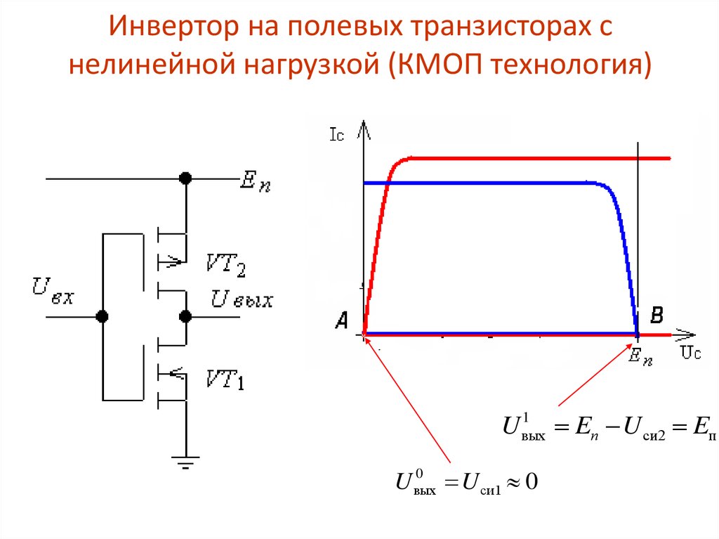 Схема инвертора на транзисторах