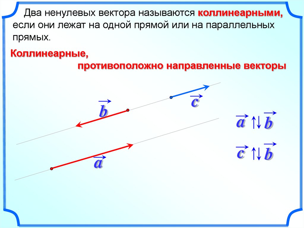 Параллельны ли вектора. Два ненулевых вектора называются коллинеарными. Понятие коллинеарных векторов. Два ненулевых вектора называются коллинеарными если. Противоположно направленные векторы.