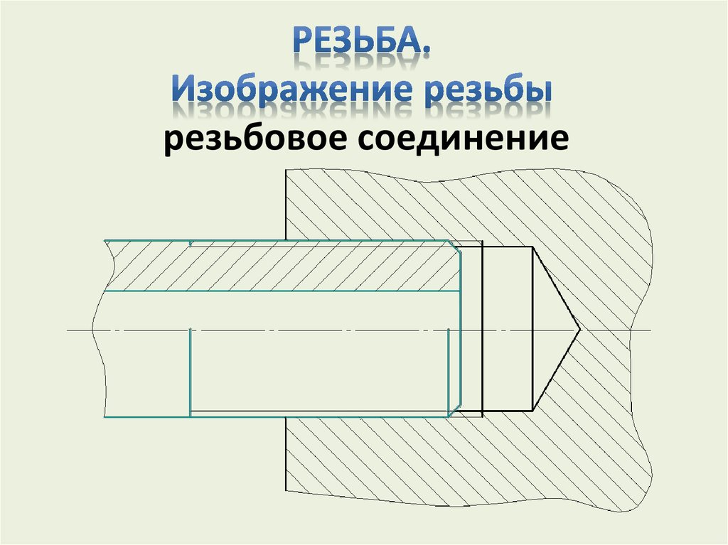 Как на чертеже изображается резьба на стержне в отверстии в соединении с отверстием